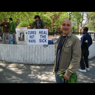 Dimitri at Cures Not Wars rally, NYC